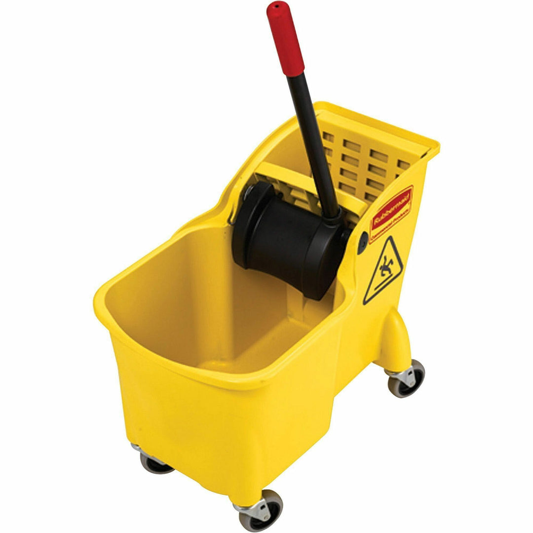 Image of Rubbermaid Commercial 738000YL 31 Quart Mop Bucket Combination, 7.75 gal, Wringer, 32.3" x 22.6" x 13.2", Yellow, 1 Each