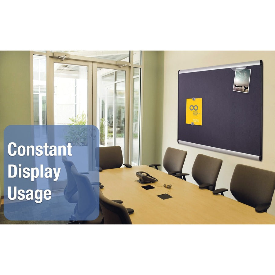 Image of Quartet® Prestige Plus Magnetic Fabric Bulletin Boards, 36" x 24", Gray Surface, Satin Aluminum Frame