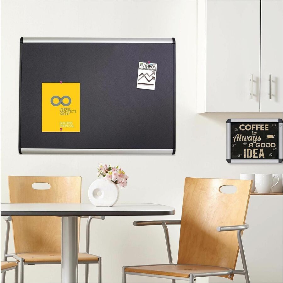 Image of Quartet® Prestige Plus Magnetic Fabric Bulletin Boards, 36" x 24", Gray Surface, Satin Aluminum Frame
