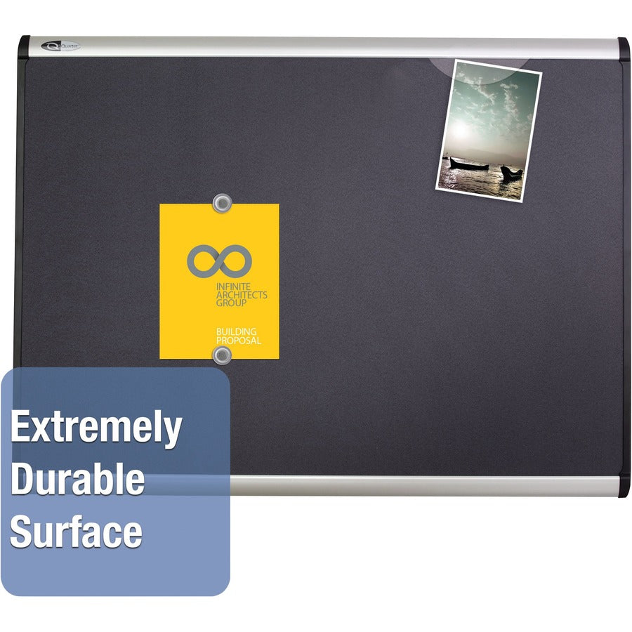 Image of Quartet® Prestige Plus Magnetic Fabric Bulletin Boards, 36" x 24", Gray Surface, Satin Aluminum Frame