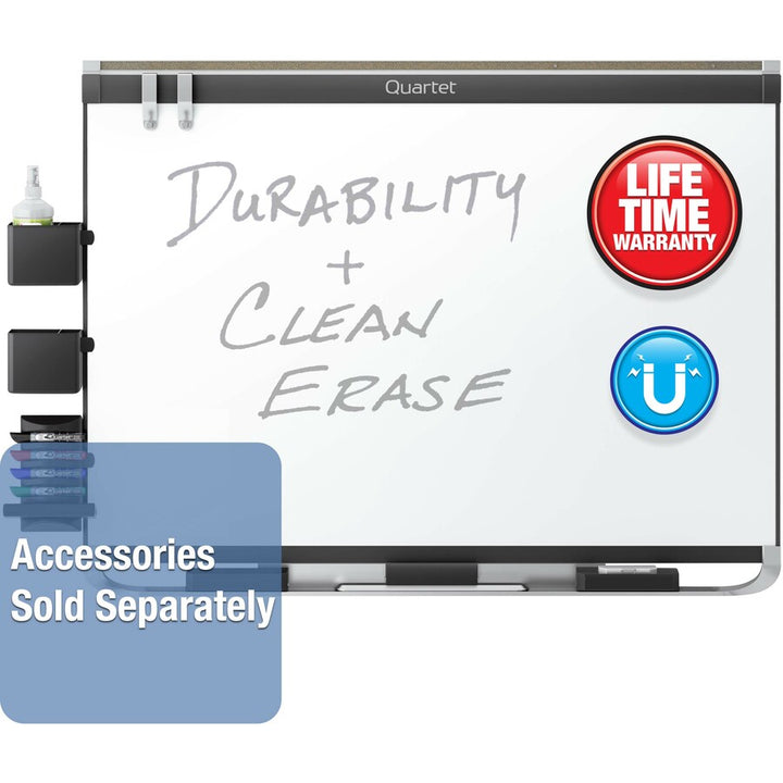 Image of Quartet® Prestige Plus Magnetic Fabric Bulletin Boards, 48" x 36", Gray Surface, Satin Aluminum Frame
