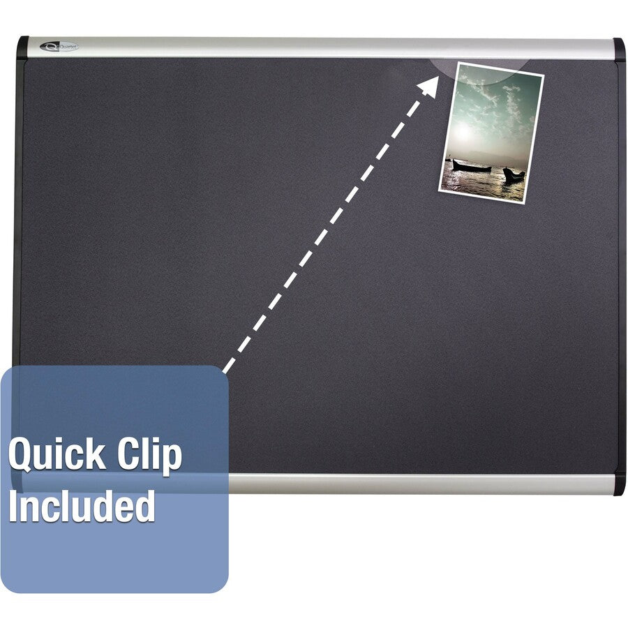 Image of Quartet® Prestige Plus Magnetic Fabric Bulletin Boards, 48" x 36", Gray Surface, Satin Aluminum Frame