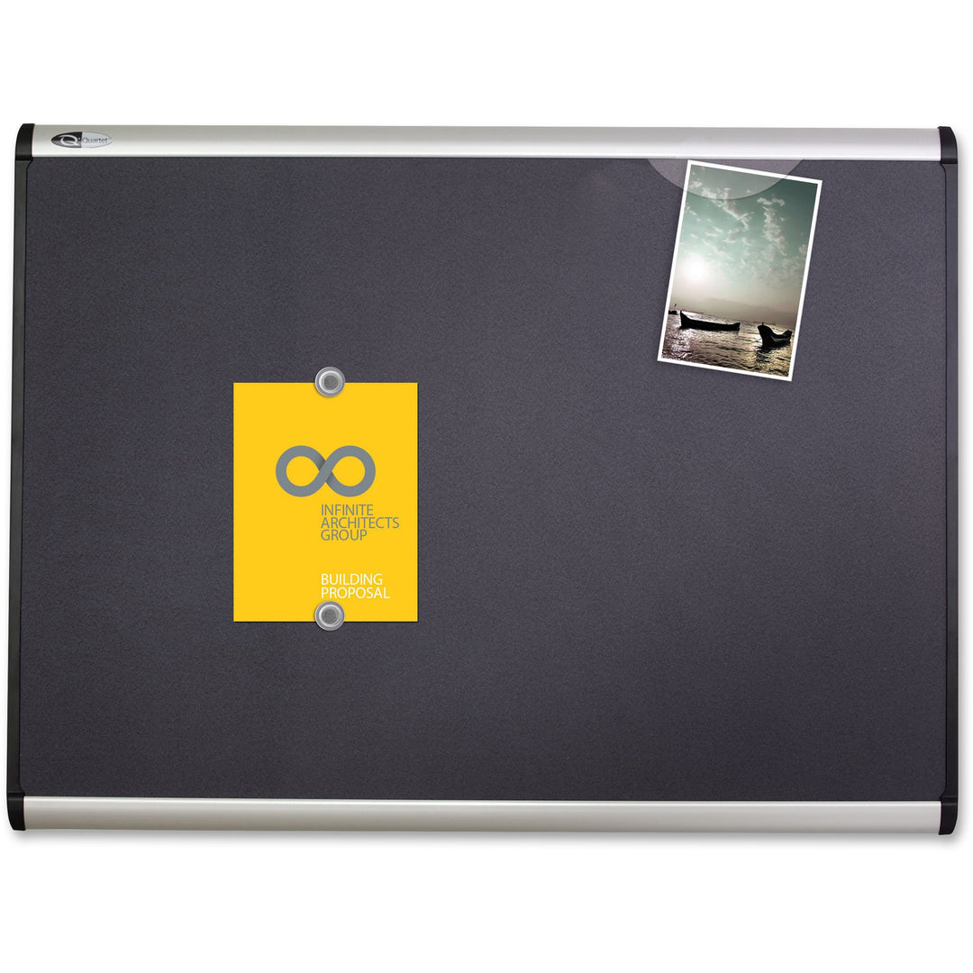 Image of Quartet® Prestige Plus Magnetic Fabric Bulletin Boards, 48" x 36", Gray Surface, Satin Aluminum Frame