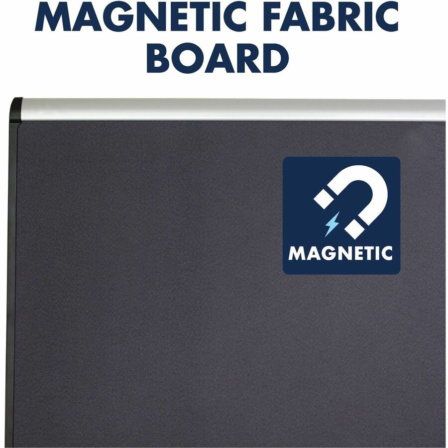 Image of Quartet® Prestige Plus Magnetic Fabric Bulletin Boards, 72" x 48", Gray Surface, Satin Aluminum Frame