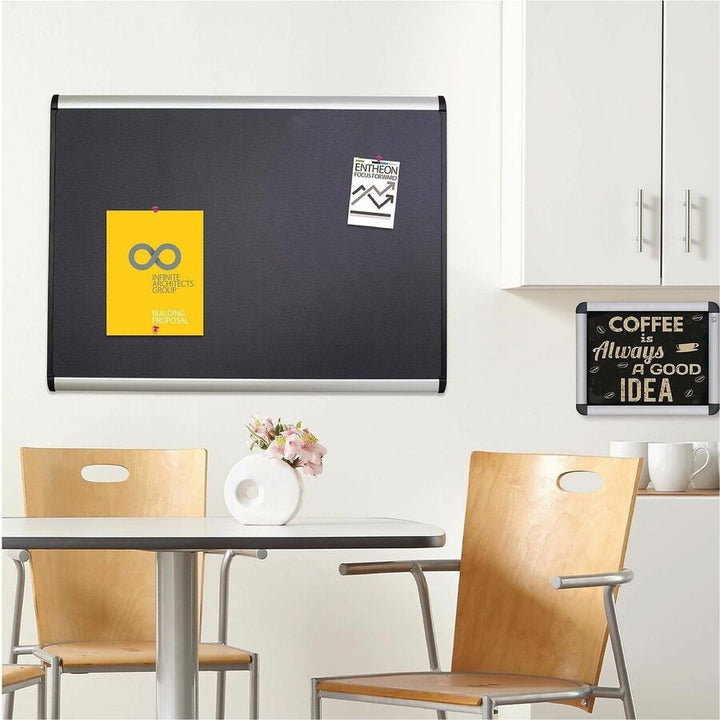 Image of Quartet® Prestige Plus Magnetic Fabric Bulletin Boards, 72" x 48", Gray Surface, Satin Aluminum Frame