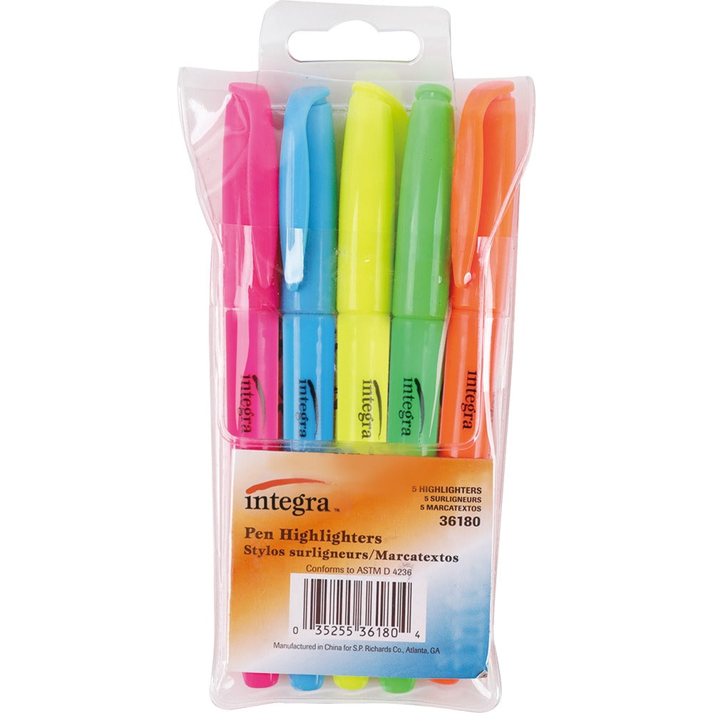 Image of Integra Highlighter,Pen Style,Chisel Tip,5/ST,Fluorescent AST