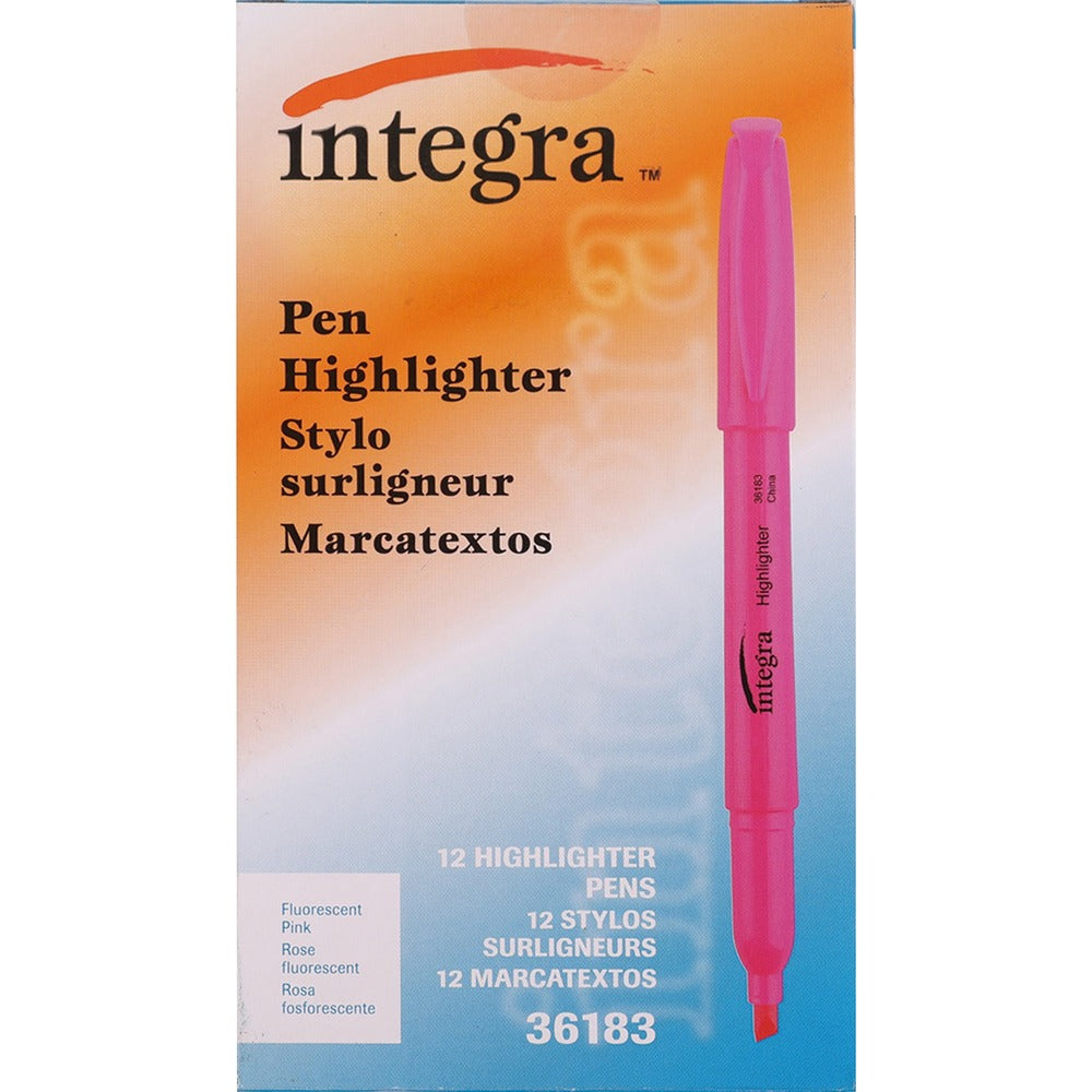Image of Integra Highlighter,Pen Style,Chisel Tip,1 DZ,Fluorescent PK
