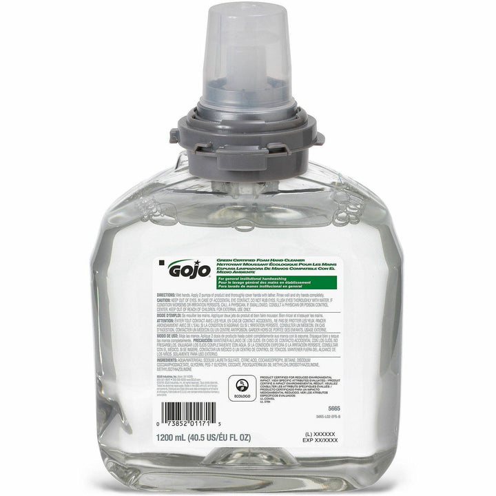 Image of Gojo® 566502 TFX Dispenser Green Certified Foam Hand Cleaner, 1.27 quart, Hand, Green, Bio-based, 1 Each