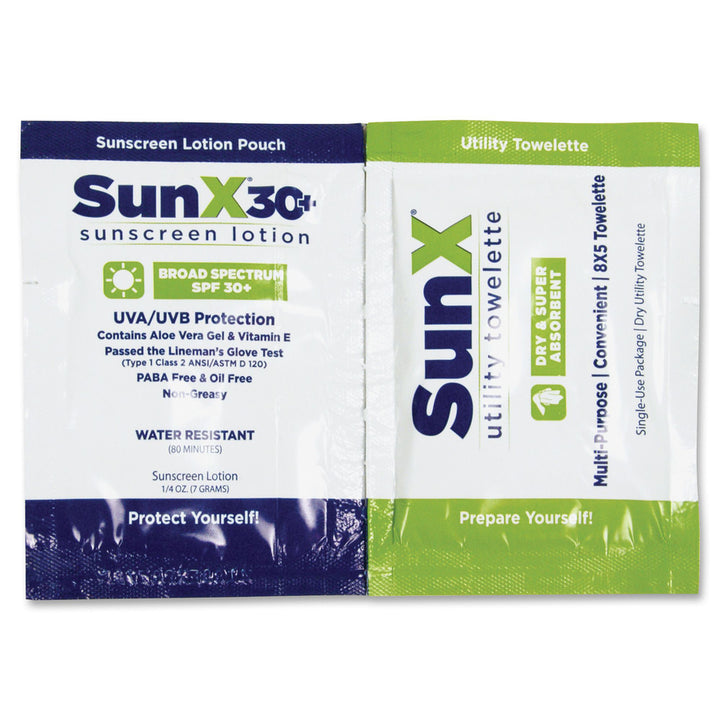 Image of CoreTex Products Sunscreen Towelettes,Singles,Wall Dispenser,5"x8",50 Wipes