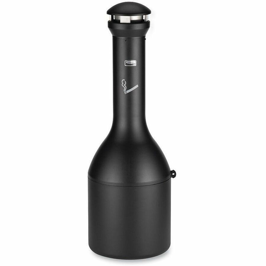 Image of Rubbermaid Commercial 9W3300BK Traditional Smoking Receptacle, 4.10 gal Capacity, 39" H x 13" Width, Metal, Black, 1 Each