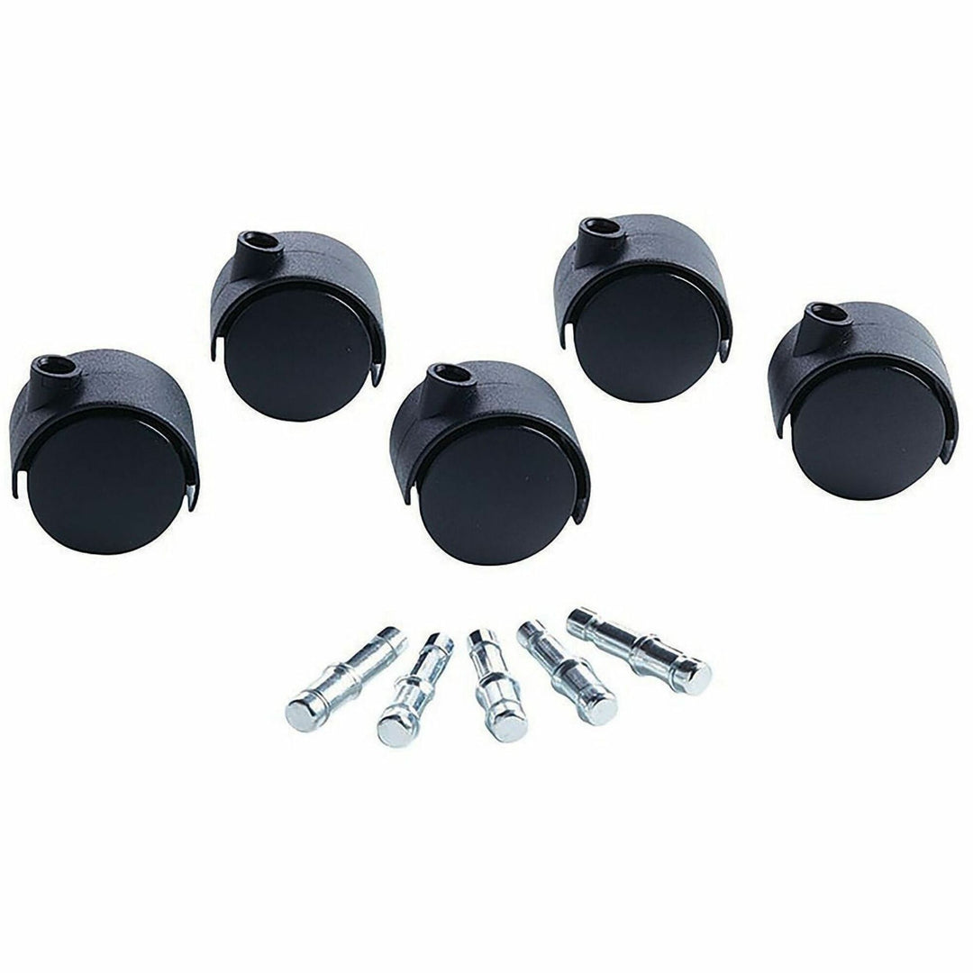 Image of Master Caster® Deluxe Duet Soft-Wheel Casters, 0.44" x 0.88" Grip Ring Type B Stems, 2" Polyurethane Wheels, Matte Black, 5/Set