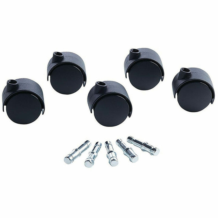 Image of Master Caster® Deluxe Duet Soft-Wheel Casters, 0.44" x 0.88" Grip Ring Type B Stems, 2" Polyurethane Wheels, Matte Black, 5/Set