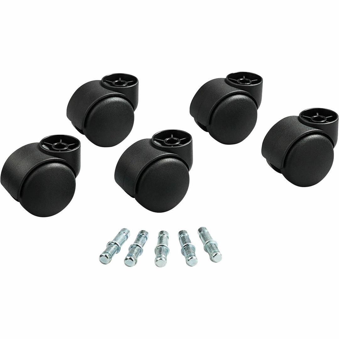 Image of Master Caster® Deluxe Futura Flush-Mount Hard-Wheel Casters, 0.44" x 0.88" Grip Ring Type B Stems, 2.19" Nylon Wheels, Matte Black, 5/Set