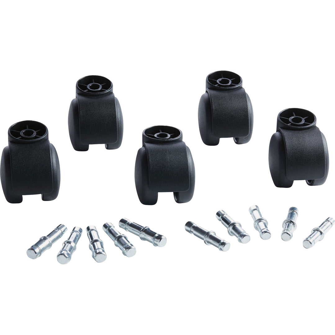 Image of Master Caster® Deluxe Futura Flush-Mount Hard-Wheel Casters, 0.44" x 0.88" Grip Ring Type B Stems, 2.19" Nylon Wheels, Matte Black, 5/Set