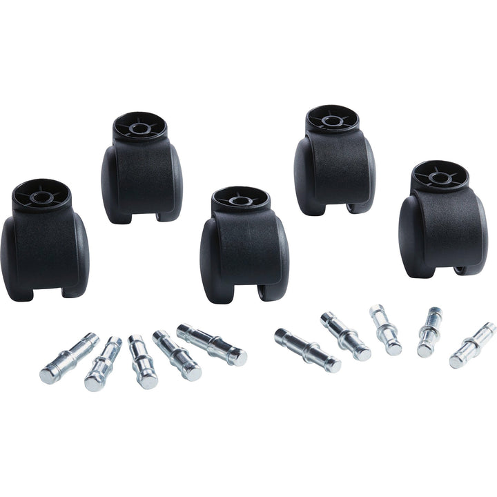 Image of Master Caster® Deluxe Futura Flush-Mount Hard-Wheel Casters, 0.44" x 0.88" Grip Ring Type B Stems, 2.19" Nylon Wheels, Matte Black, 5/Set