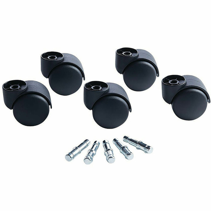 Image of Master Caster® Deluxe Futura Flush-Mount Soft-Wheel Casters, 0.44" x 0.88" Type B Stems, 2.19" Polyurethane Wheels, Matte Black, 5/Set