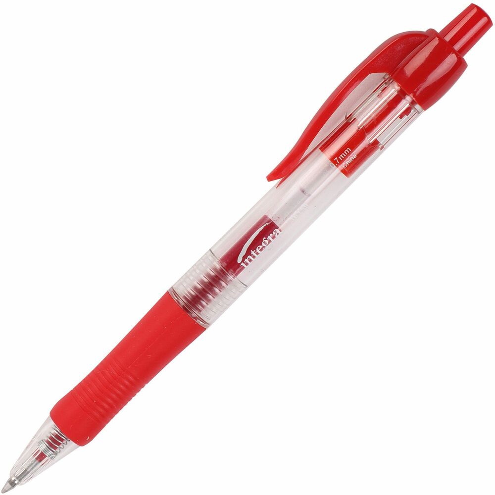 Image of Integra Gel Pens, Retractable, Comfort Grip, 0.7mm, 1 DZ, Red