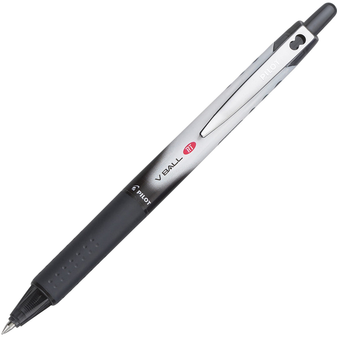 Image of VBall 26106 RT Retractable Rolling Ball Pens, 0.5 mm Extra Fine Pen Point, Refillable, Retractable, Black Ink, Black Barrel, 1 Each