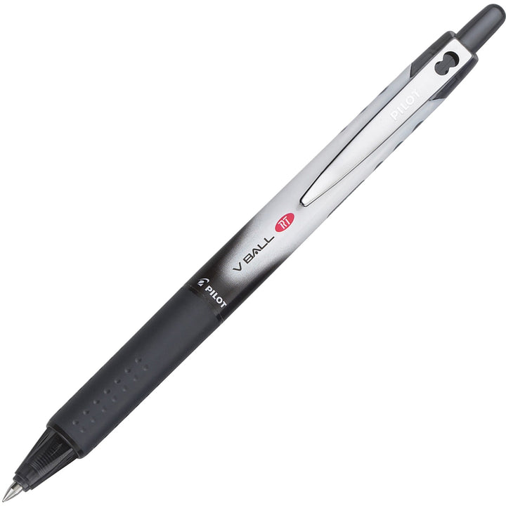Image of VBall 26106 RT Retractable Rolling Ball Pens, 0.5 mm Extra Fine Pen Point, Refillable, Retractable, Black Ink, Black Barrel, 1 Each