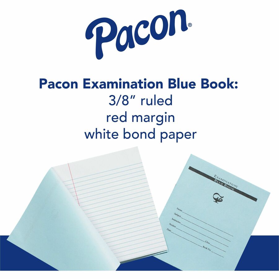 Image of Pacon® Exam Book,3/8" Ruled,w/Red Margin,16 Pages,8-1/2"x7",1000/CT