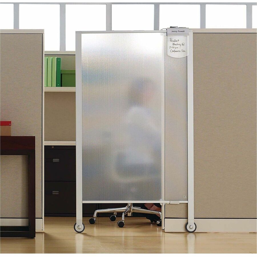 Image of Quartet® Premium Workstation Privacy Screen, 38w X 64d, Translucent Clear/silver