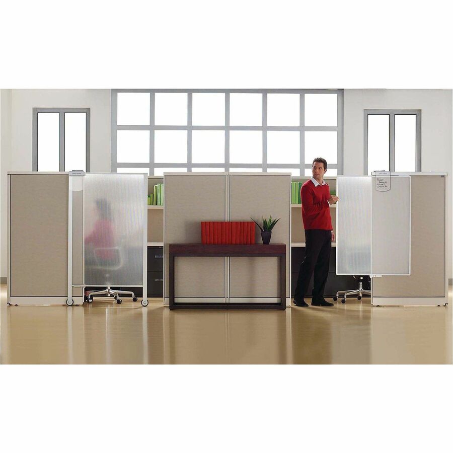 Image of Quartet® Premium Workstation Privacy Screen, 38w X 64d, Translucent Clear/silver
