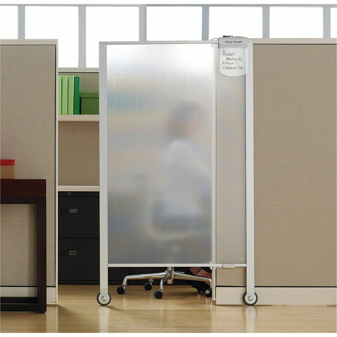 Image of Quartet® Premium Workstation Privacy Screen, 38w X 64d, Translucent Clear/silver