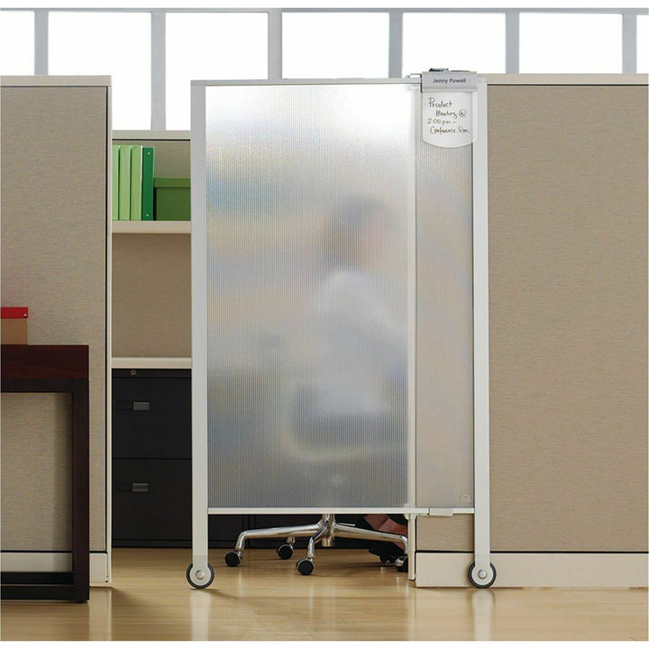 Image of Quartet® Premium Workstation Privacy Screen, 38w X 64d, Translucent Clear/silver