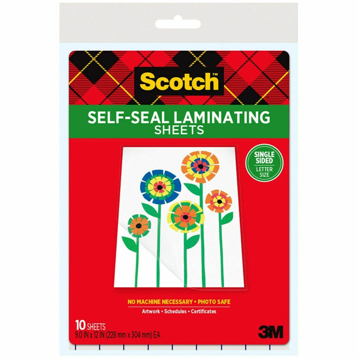 Image of Scotch® Self-Sealing Laminating Sheets, 6 Mil, 9.06" X 11.63", Gloss Clear, 10/pack