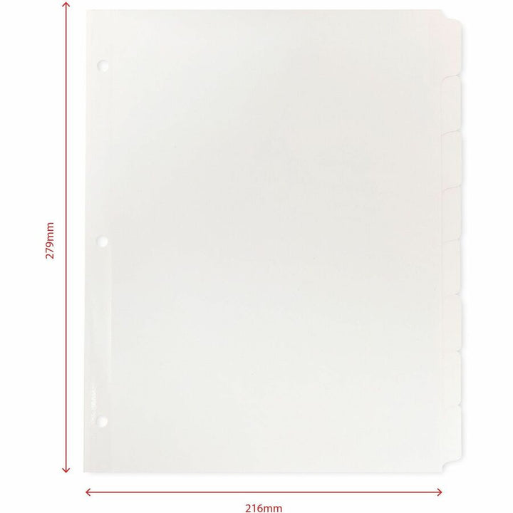 Image of Business Source Erasable Tab Indexes, 3HP,11"x8-1/2",8/ST, White