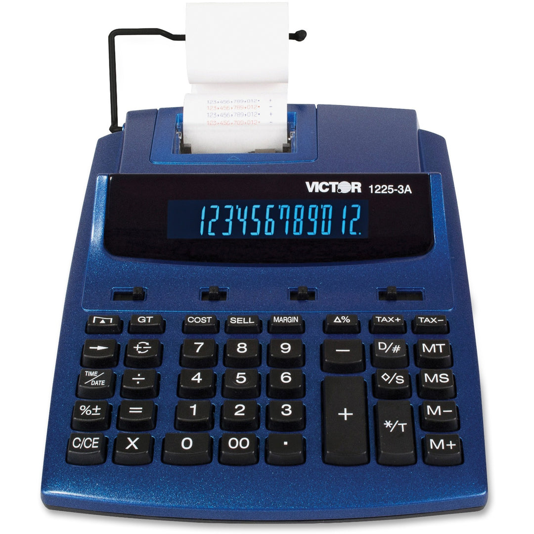 Image of Victor® 1225-3a Antimicrobial Two-Color Printing Calculator, Blue/red Print, 3 Lines/sec