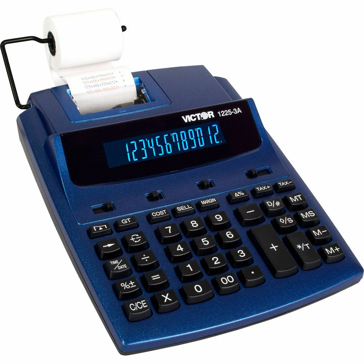 Image of Victor® 1225-3a Antimicrobial Two-Color Printing Calculator, Blue/red Print, 3 Lines/sec