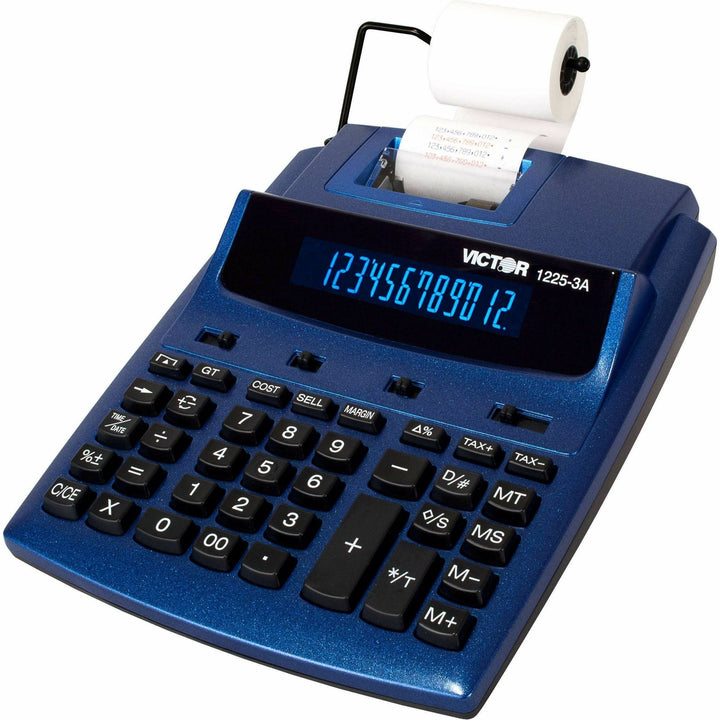 Image of Victor® 1225-3a Antimicrobial Two-Color Printing Calculator, Blue/red Print, 3 Lines/sec