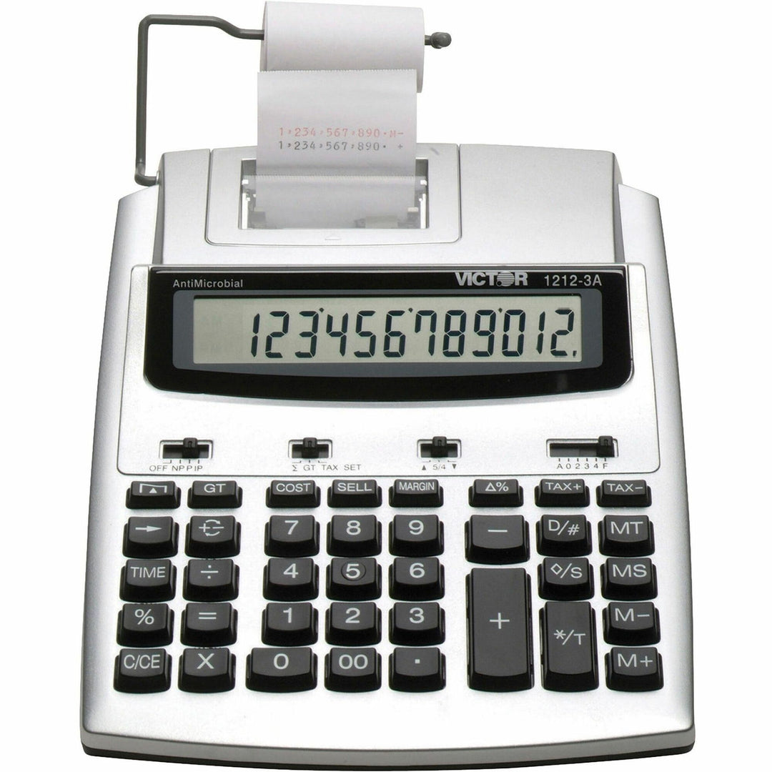 Image of Victor® 1212-3A Antimicrobial Printing Calculator, Black/Red Print, 2.7 Lines/Sec