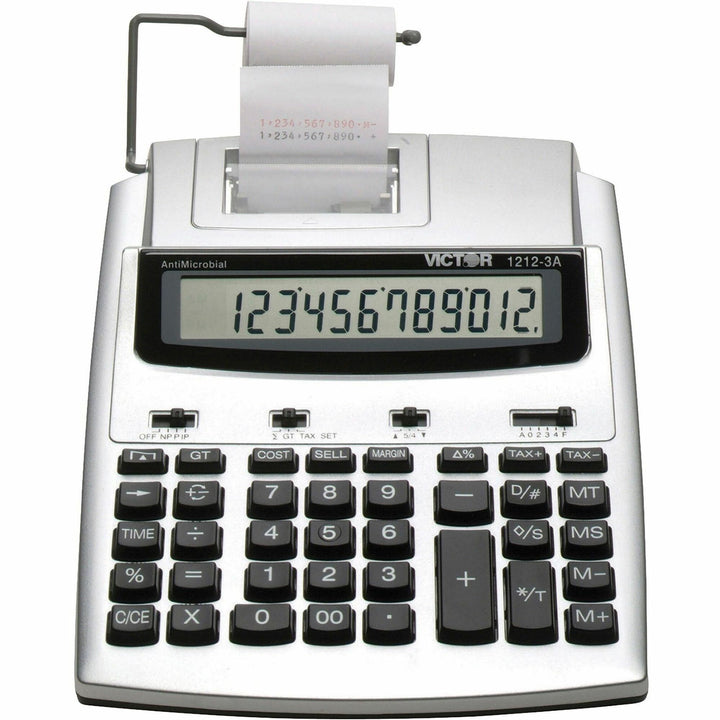 Image of Victor® 1212-3A Antimicrobial Printing Calculator, Black/Red Print, 2.7 Lines/Sec