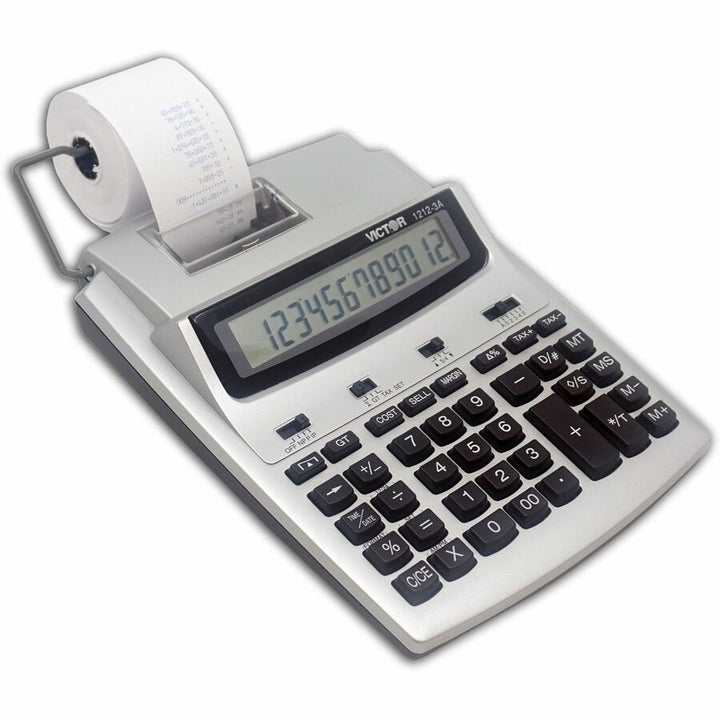Image of Victor® 1212-3A Antimicrobial Printing Calculator, Black/Red Print, 2.7 Lines/Sec
