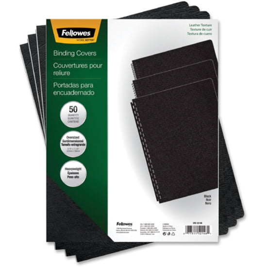 Image of Fellowes® Executive Leather-Like Presentation Cover, Black, 11.25 x 8.75, Unpunched, 50/Pack