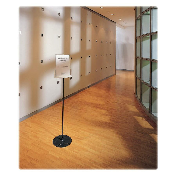 Image of Durable® Sherpa Infobase Sign Stand, Acrylic/Metal, 40" to 60" High, Gray