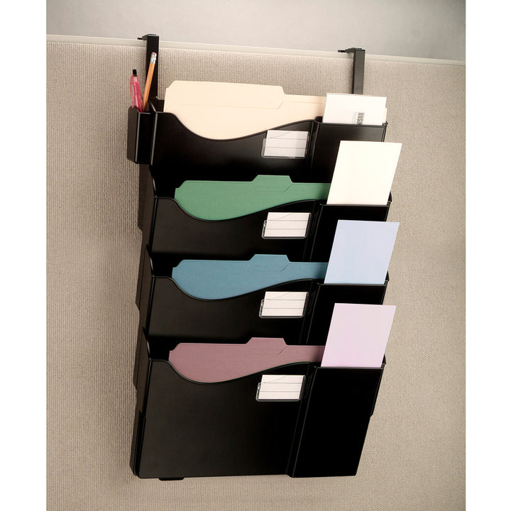 Image of Officemate Starter Filing System, w/4-Pckt/Hanger,16-5/8"x5"x27-1/2",BK