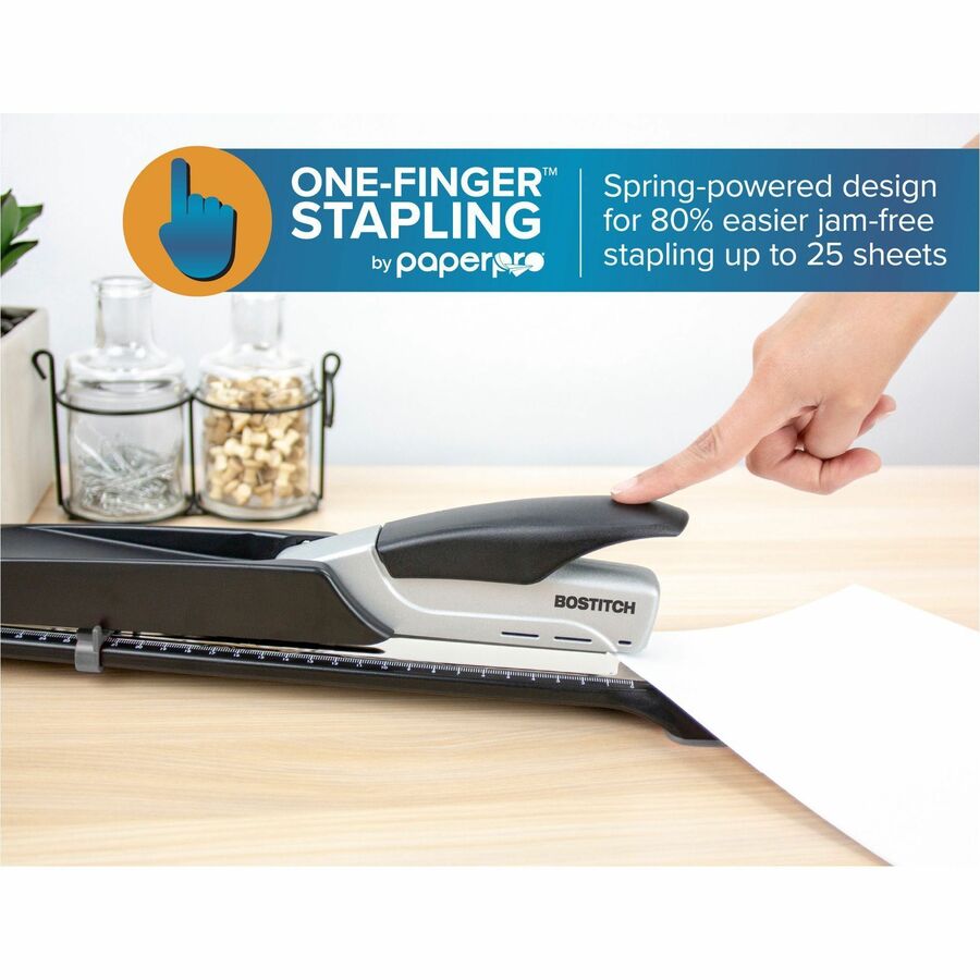 Image of Bostitch® Long Reach Stapler, 25-Sheet Capacity, 12" Throat, Black/silver