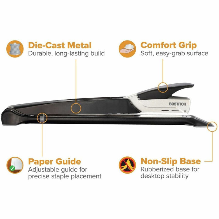 Image of Bostitch® Long Reach Stapler, 25-Sheet Capacity, 12" Throat, Black/silver
