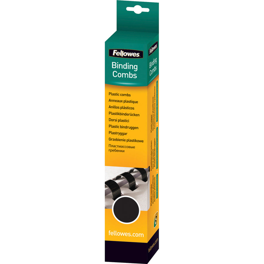 Image of Fellowes 52320 Plastic Combs, Round Back, 1/4" , 20 sheets, Black, 25 pack