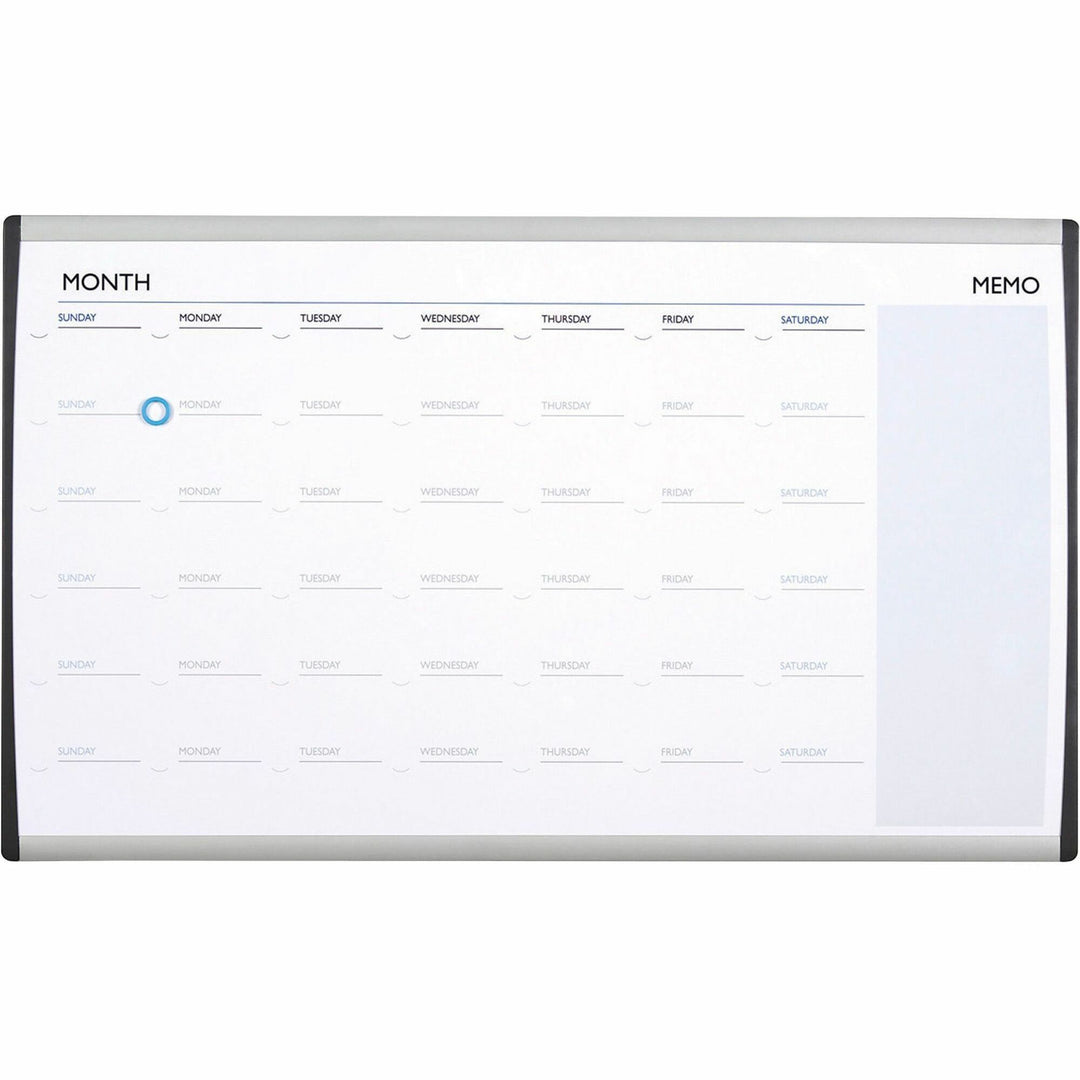 Image of Quartet® ARC Frame Cubicle Board, Monthly Planning/Scheduling Calendar, 30" x 18", White Magnetic Surface, Satin Aluminum Frame
