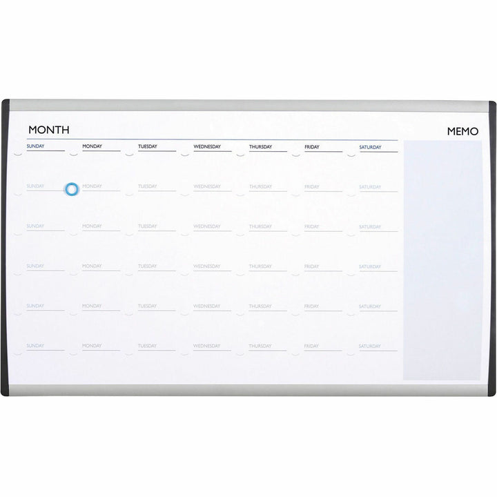 Image of Quartet® ARC Frame Cubicle Board, Monthly Planning/Scheduling Calendar, 30" x 18", White Magnetic Surface, Satin Aluminum Frame