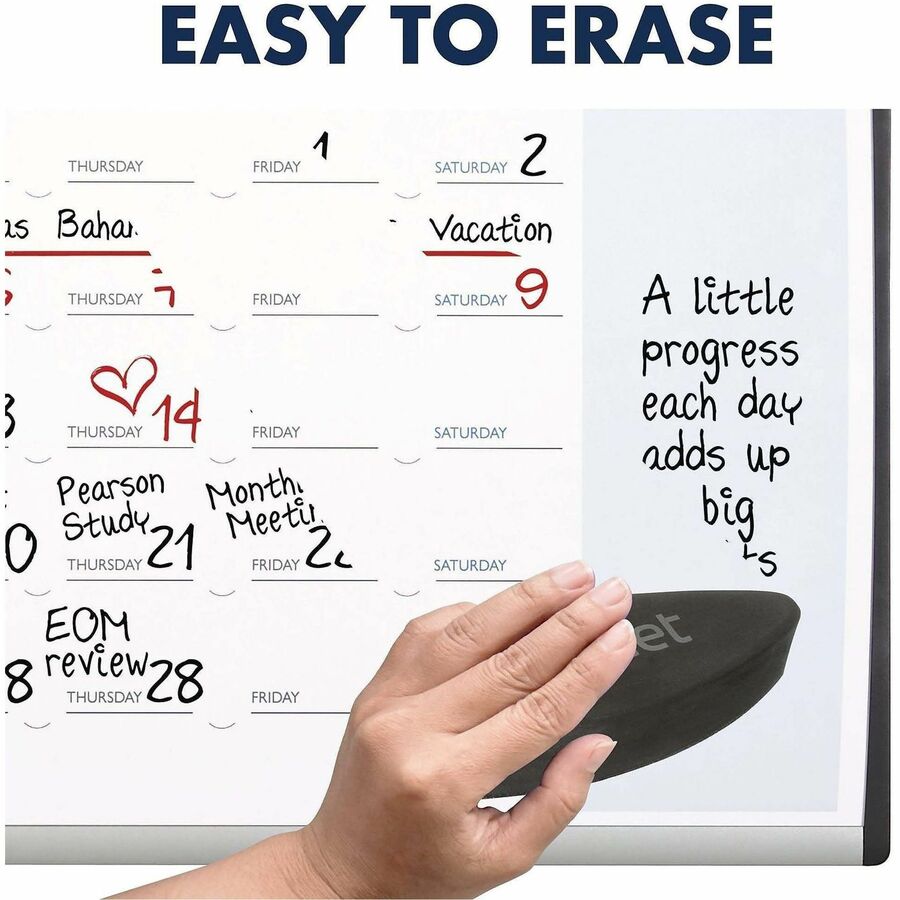 Image of Quartet® ARC Frame Cubicle Board, Monthly Planning/Scheduling Calendar, 30" x 18", White Magnetic Surface, Satin Aluminum Frame