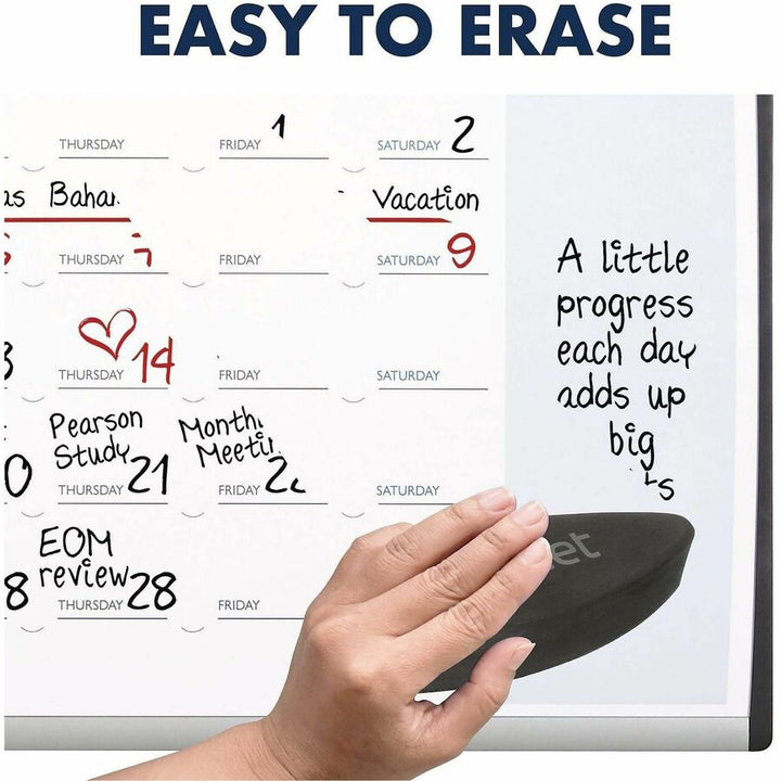 Image of Quartet® ARC Frame Cubicle Board, Monthly Planning/Scheduling Calendar, 30" x 18", White Magnetic Surface, Satin Aluminum Frame