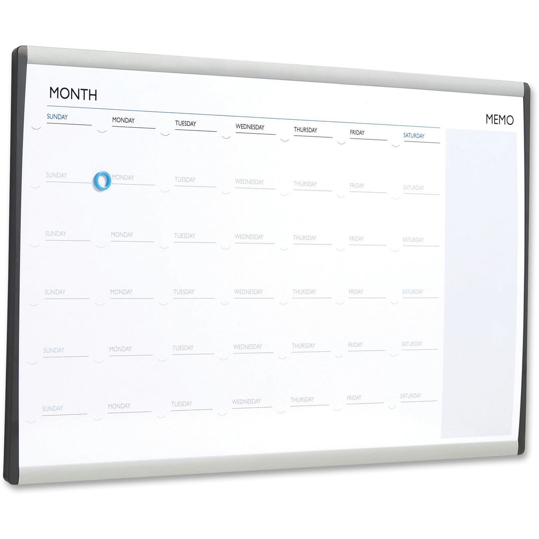 Image of Quartet® ARC Frame Cubicle Board, Monthly Planning/Scheduling Calendar, 30" x 18", White Magnetic Surface, Satin Aluminum Frame
