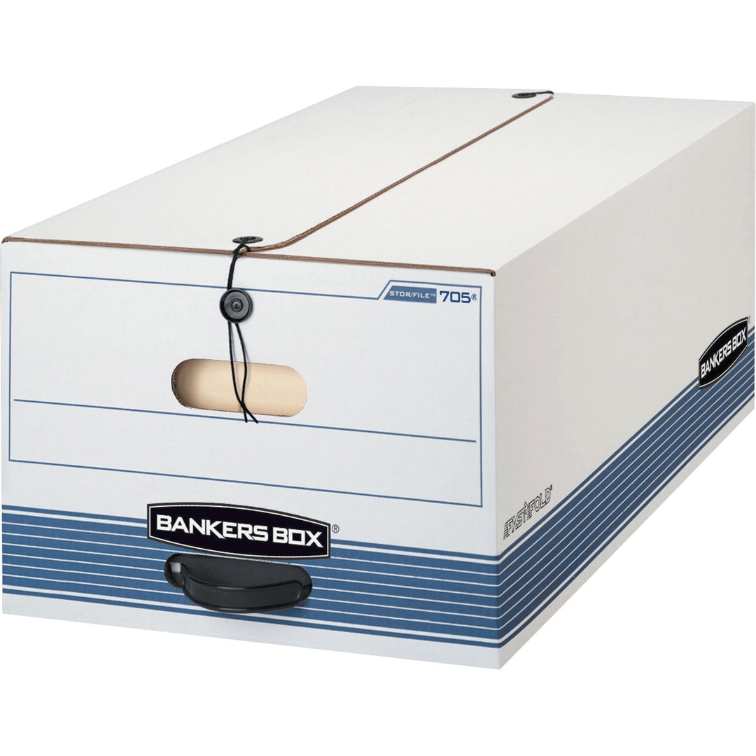 Image of Bankers Box® Stor/file Medium-Duty Strength Storage Boxes, Legal Files, 15.25" X 19.75" X 10.75", White/blue, 4/carton