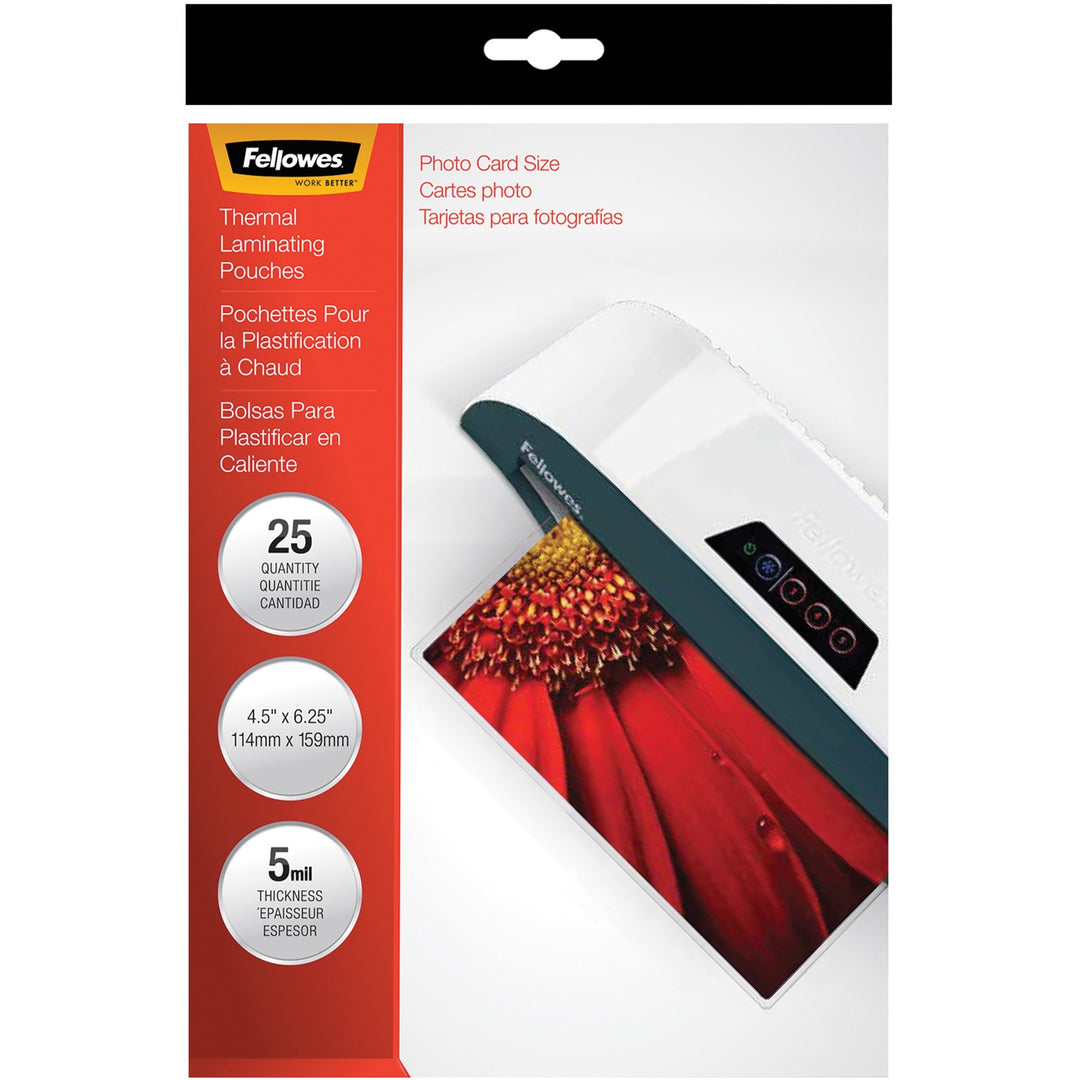 Image of Fellowes® Laminating Pouches, 5 Mil, 4.5" X 6.25", Gloss Clear, 20/pack