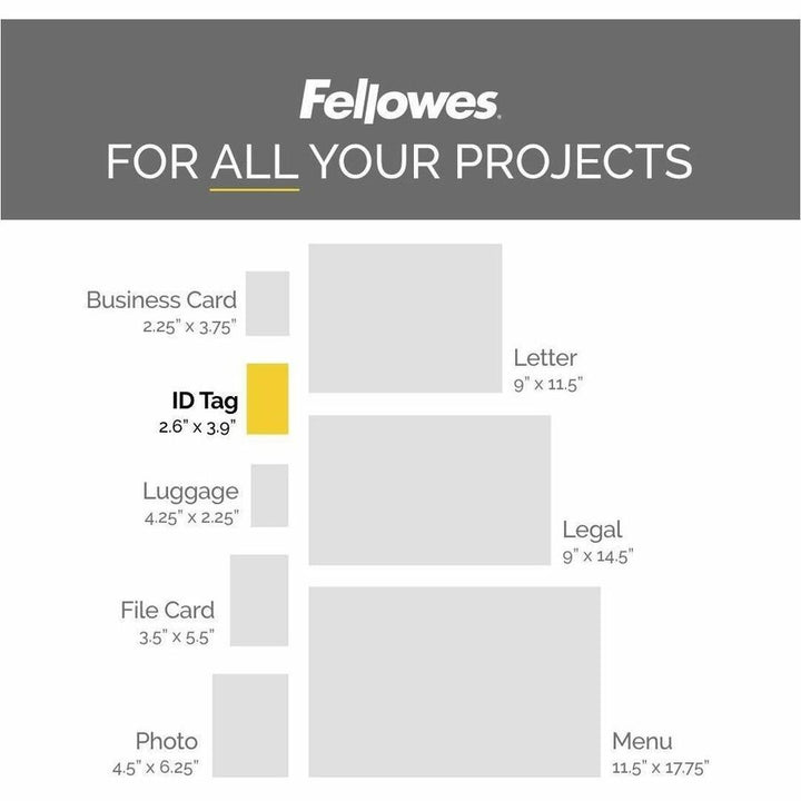 Image of Fellowes® Laminating Pouches,Punched,2-5/8"x3-7/8,100/PK,CL